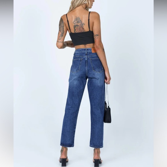 Princess Polly Asymmetric Exposed Button Fly Mid Wash Mom Jeans size 4 - Picture 4 of 4